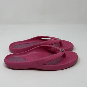 Cheeks Tony Little Exercise Sandals Womens 6 Pink Medallion Thong Comfort Shoes